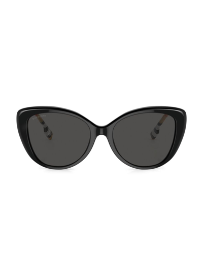 Shop Burberry Women's 54mm Cat-eye Sunglasses In Black