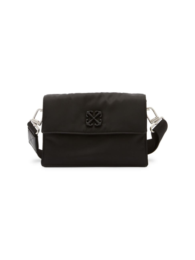 Shop Off-white Men's Soft Jitney 1.4 Simple Nylon Shoulder Bag In Black