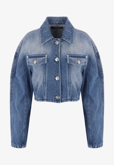 Shop Versace Denim Cropped Jacket