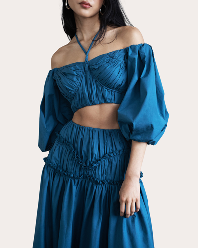 Shop Vasiliki Women's Isabella Ruched Top In Blue