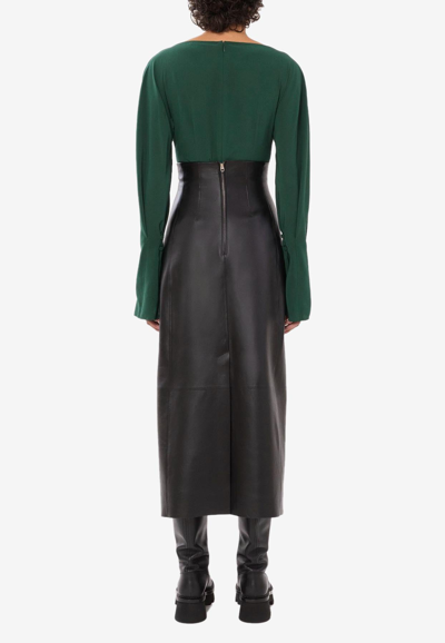 Shop Chloé Draped Silk Top In Green