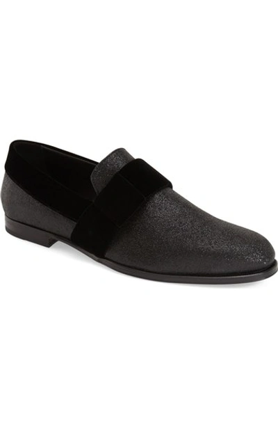 Shop Jimmy Choo 'john' Slip-on Loafer (men) In Black/ Black Fabric
