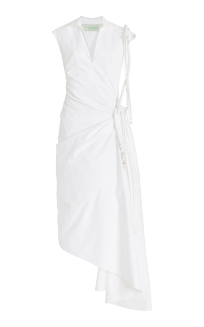 Shop Wiederhoeft Draped Cotton Shirt Dress In White