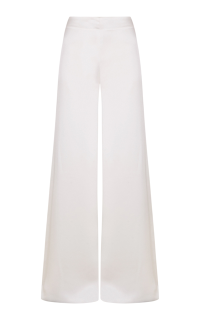 Shop Sophie Et Voila Tailored Satin Wide-leg Pants In White