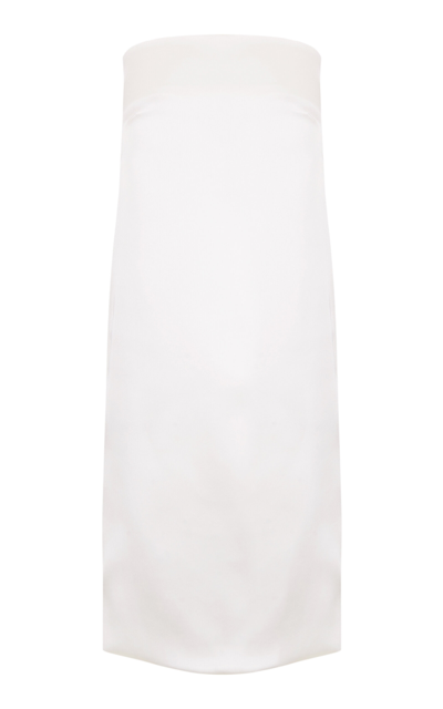 Shop Sophie Et Voila Strapless Satin Mini Column Dress In White
