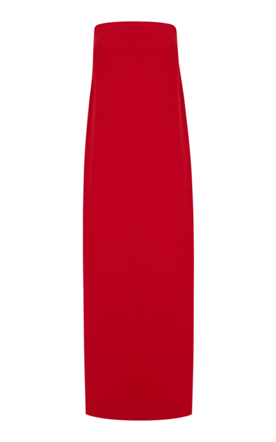 Shop Sophie Et Voila Strapless Crepe Maxi Column Dress In Red