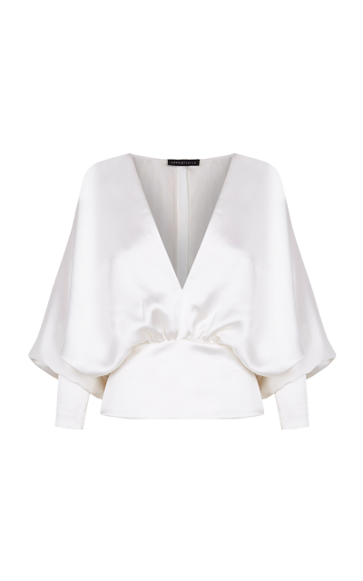 Shop Sophie Et Voila Plunged Crepe Top In White