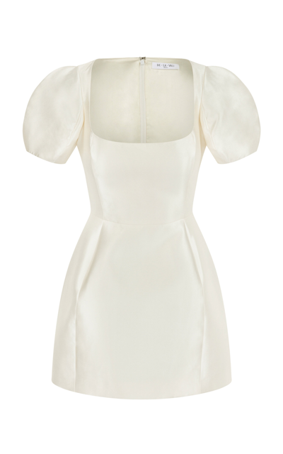 Shop De La Vali Cannoli Puff-sleeve Mini Dress In Ivory