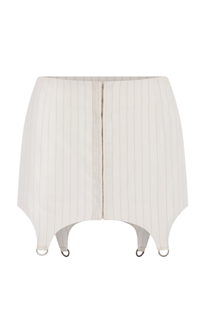 Shop De La Vali Basque Garter-detailed Crepe Mini Skirt In Ivory