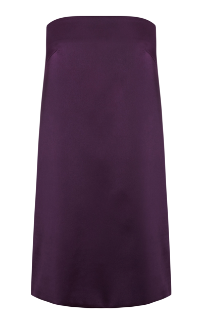 Shop Sophie Et Voila Strapless Satin Mini Column Dress In Purple