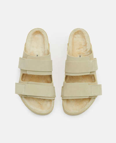 Shop Birkenstock 1774 Uji Suede And Leather Slippers In Yellow
