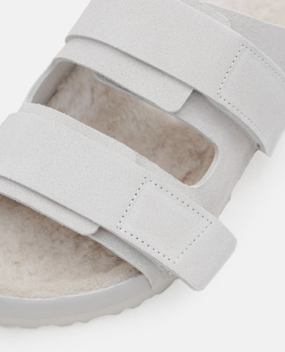 Shop Birkenstock 1774 Uji Suede And Leather Slippers In White