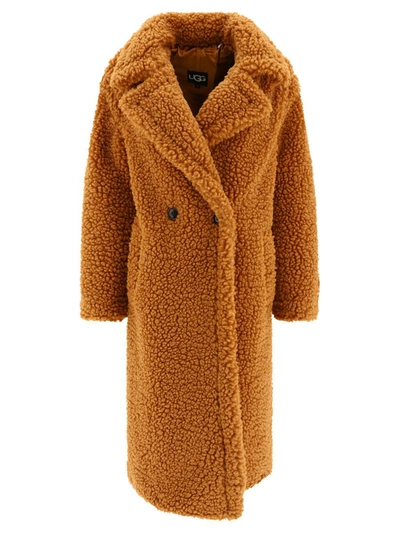 Shop Ugg Teddy Coat In Beige