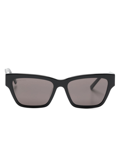 Shop Balenciaga Black Square-frame Sunglasses