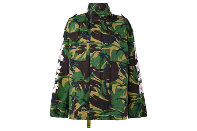 Pre-owned Off-white Camouflage Floral Parka Jacket Green