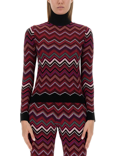 Shop Missoni Chevron Knit In Multicolour