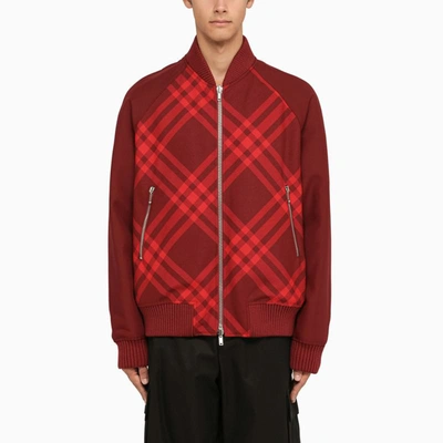 Shop Burberry Bordeaux Reversible Bomber Jacket In Red