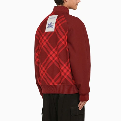 Shop Burberry Bordeaux Reversible Bomber Jacket In Red