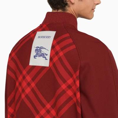 Shop Burberry Bordeaux Reversible Bomber Jacket In Red