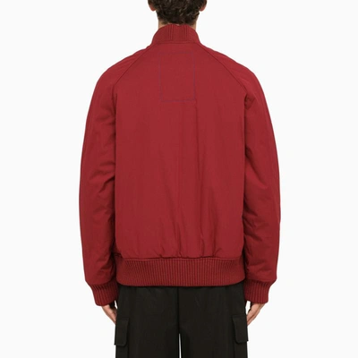 Shop Burberry Bordeaux Reversible Bomber Jacket In Red