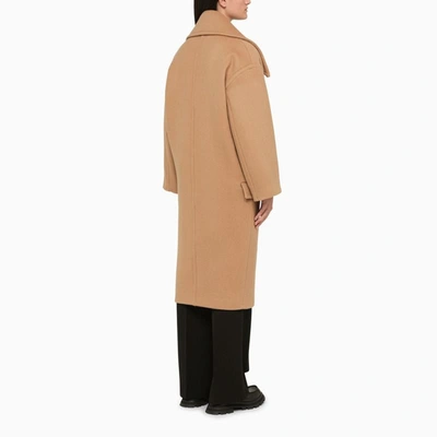 Shop Margaux Lonnberg Carmen Camel Double-breasted Maxi Coat In Beige
