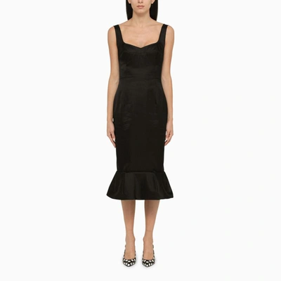 Shop Marni Sheath Dress With Ruffle In Black