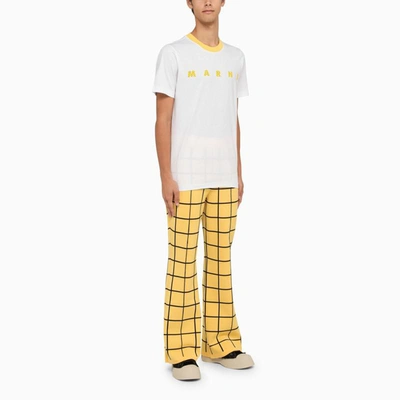 Shop Marni Trousers With Check Pattern In Yellow