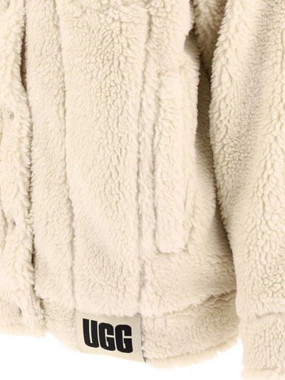 Ugg Button-up Faux Shearling Jacket In White