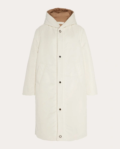 Shop Caalo Women's Reversible Satin Down Coat In White