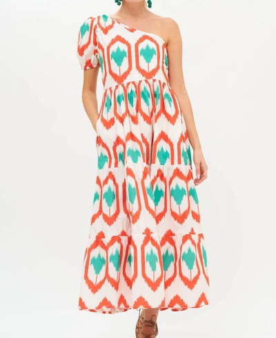 Shop Oliphant One Shoulder Maxi Dress In Coral Odisha In Multi