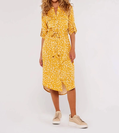 Shop Apricot Karen Drawstring Safari Shirt Dress In Yellow