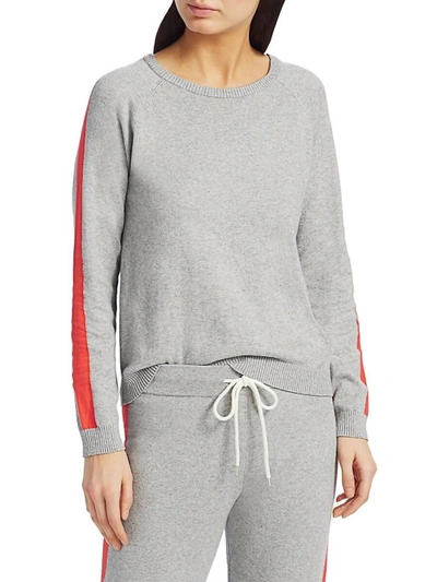 Monrow Women's Cotton Cashmere Sweatshirt In Grey/orange In Multi