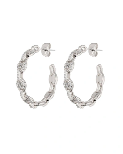 Shop Luv Aj Pave Mariner Hoops Earrings In Silver