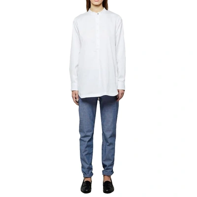 Shop Proenza Schouler Mandarin Long Sleeve Collar Tunic In White