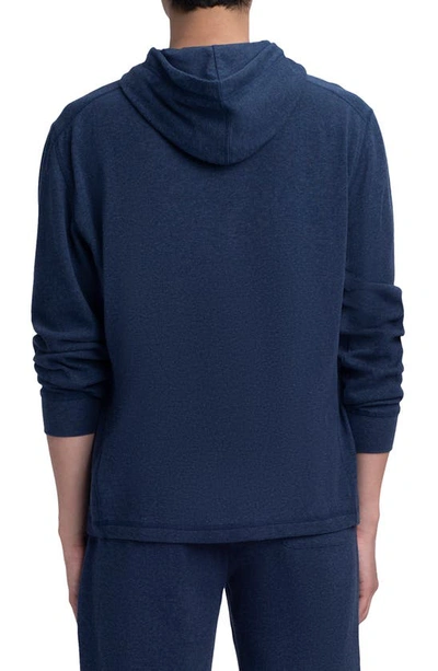 Bugatchi Stripe Trim Cotton Hoodie In Navy