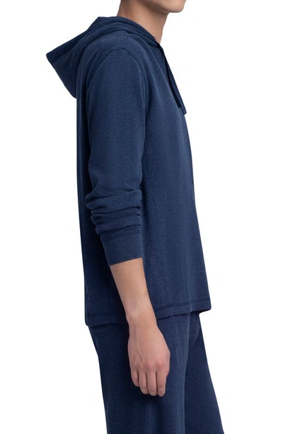 Bugatchi Stripe Trim Cotton Hoodie In Navy