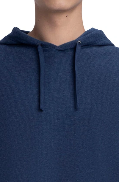 Bugatchi Stripe Trim Cotton Hoodie In Navy