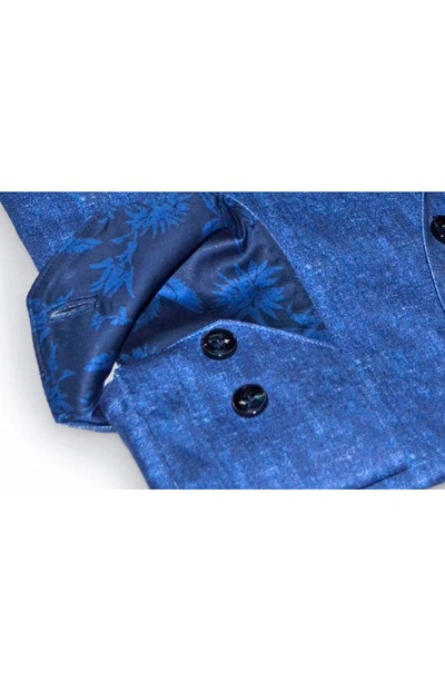 Levinas Contemporary Fit Modern Business Dress Shirt In Blue Mist Print