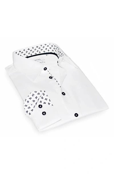 Shop Levinas Contemporary Fit Solid Button-up Shirt In White