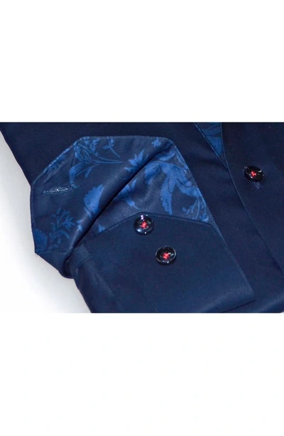 Levinas Contemporary Fit Solid Button-up Shirt In Navy