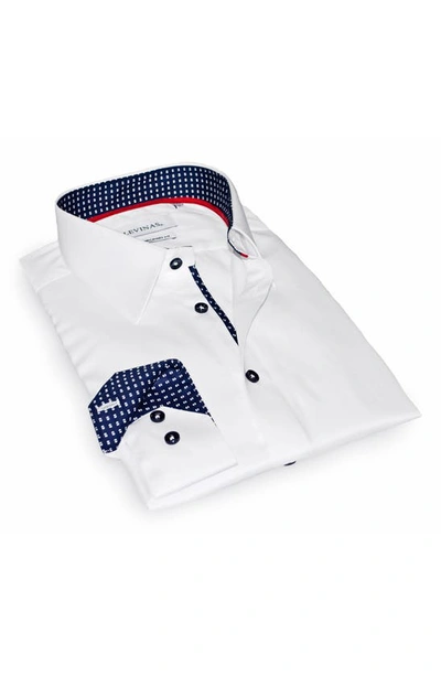 Shop Levinas Contemporary Fit Solid Button-up Shirt In White