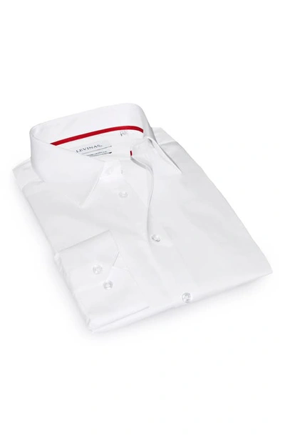 Shop Levinas Contemporary Fit Solid Button-up Shirt In White