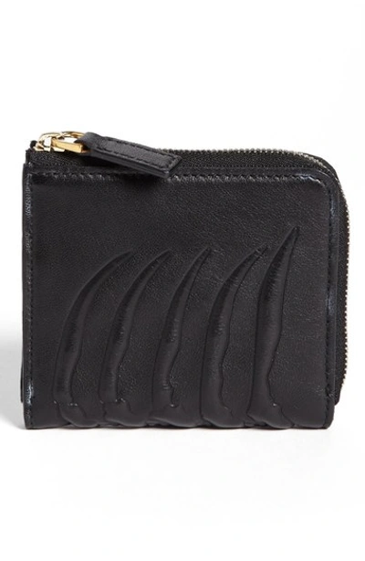 Shop Alexander Mcqueen Rib Cage Leather Half Zip Wallet In Black