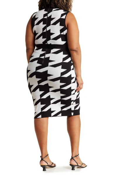 Shop By Design Talia Houndstooth Bodycon Dress In Black Combo
