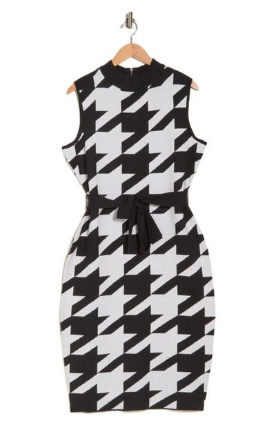 Shop By Design Talia Houndstooth Bodycon Dress In Black Combo