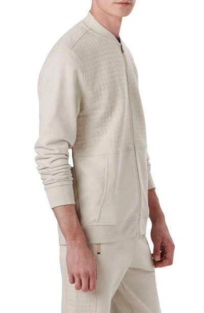 Shop Bugatchi Comfort Full Zip Organic Cotton Bomber Jacket In Beige