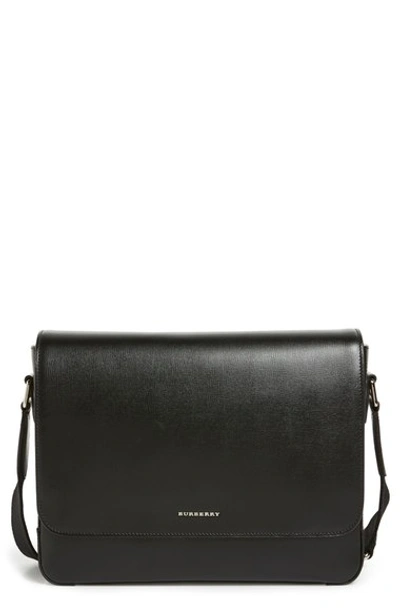 Burberry 'new London' Leather Messenger Bag In Black