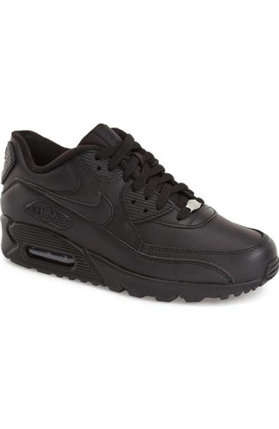 Shop Nike 'air Max 90' Leather Sneaker (men) In Black/ Black