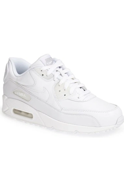 Shop Nike 'air Max 90' Leather Sneaker (men) In White/ White