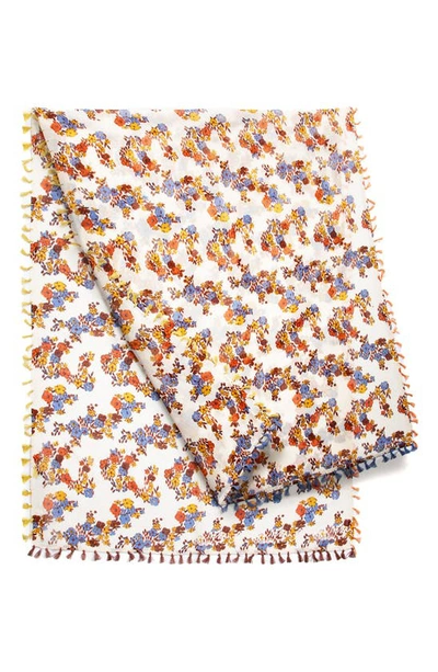 Saachi Floral Wool Scarf In Ivory